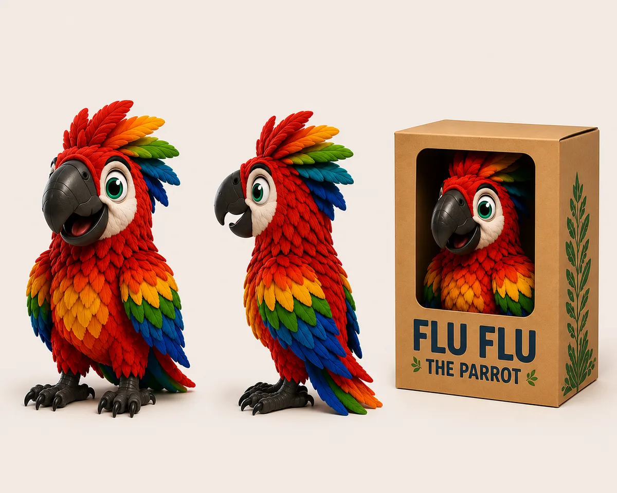 Flu Flu the macaw 3D plush toy