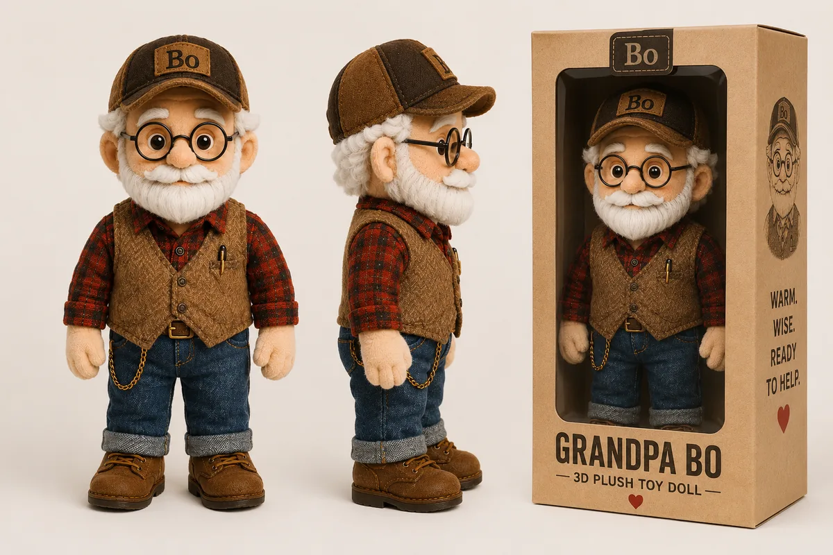 Grandpa Bo 3D plush toy doll
